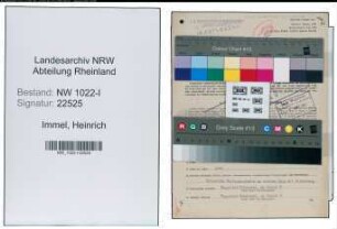 Entnazifizierung Heinrich Immel , geb. 17.10.1909 (Techniker)