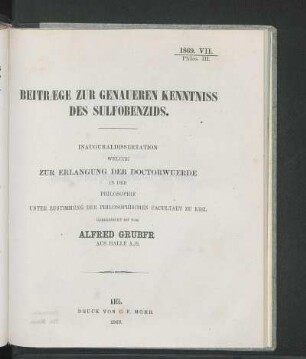 Beitræge Zur Genaueren Kenntniss Des Sulfobenzids.