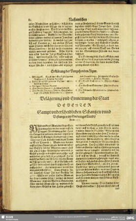 Belägerung und Einnemung der Statt Deventer : Sampt underscheidlichen Schantzen unnd Vestungen im Gröninger Landt, Anno 1591