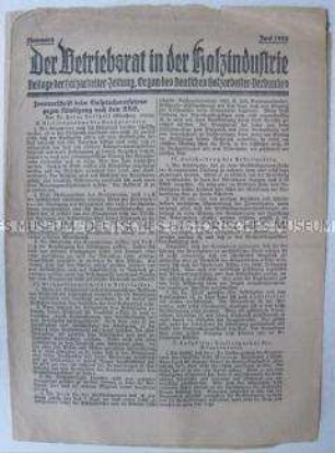 Beilage der "Holzarbeiter-Zeitung" für Betriebsräte u.a. zum Arbeitsrecht (Einspruch gegen Kündigung)