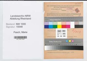 Entnazifizierung Maria Pasch, geb. 22.03.1918 (Sachbearbeiterin)