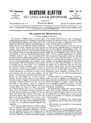 Die Aufgabe der Mädchenschulen