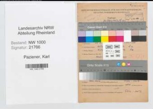 Entnazifizierung Karl Paziener, geb. 25.08.1894 (Zugfuehrer)