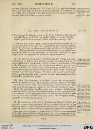 Regulations A.D. 1799