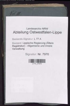 Feuerpolizei in der Vogtei sp. Amt Lage, Bd. 3