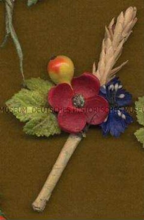 Deutsches Rotes Kreuz, Wiesen- und Feldblumen (Strauß mit Ähre, Kornblume, Mohn), Spendenabzeichen zugunsten des Kriegswinterhilfswerks 1942