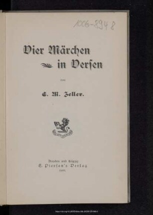 Vier Märchen in Versen