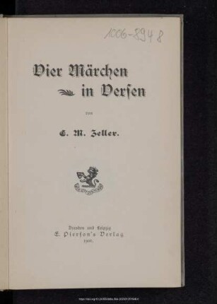 Vier Märchen in Versen
