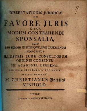 De favore iuris circa modum contrahendi sponsalia