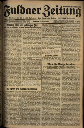 Erste Ausgabe vom Sonntag, den 11. Mai 1930.