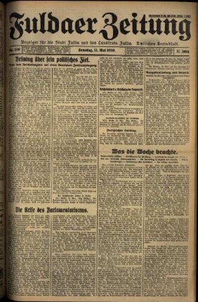 Erste Ausgabe vom Sonntag, den 11. Mai 1930.