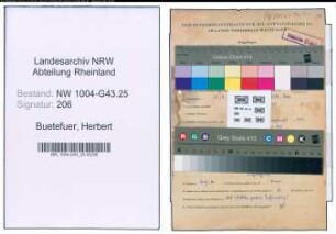 Entnazifizierung Herbert Buetefuer , geb. 28.12.1913 (Vertreter)