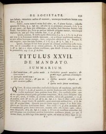 Titulus XXVII. De mandato – Titulus XXX. Quibus modis tollitur obligatio
