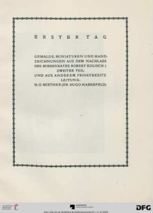Erster Tag – Gemälde, Miniaturen und Handzeichnungen(Nr. 1-161)