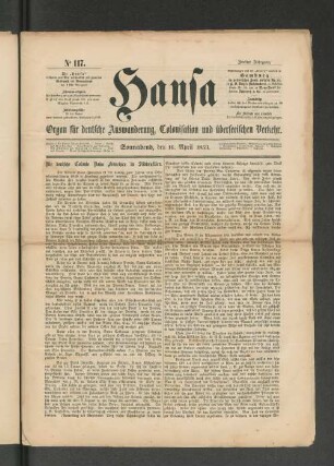 No. 117. Sonnabend, den 16. April 1853.
