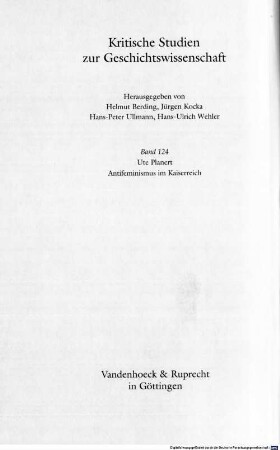 Antifeminismus im Kaiserreich : Diskurs, soziale Formation und politische Mentalität