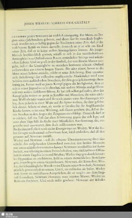John Wesley: Umriss Der Gestalt