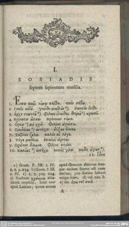 I. Sosiadis septem sapientum consilia