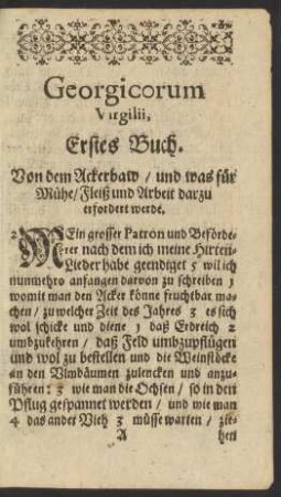 Georgicorum Virgilii, Erstes Buch.
