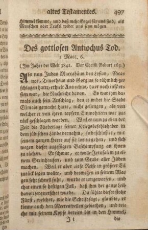 Des gottlosen Antiochus Tod. 1 Macc. 6.