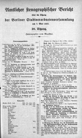 Sitzung 20., 7. Mai 1925