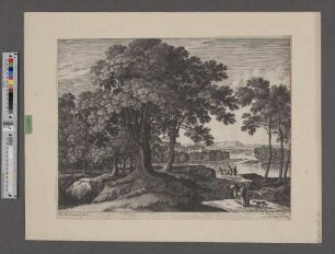 [Waldlandschaft mit Hirten und Flusslauf]