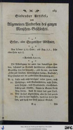 Siebender Artikel vom Allgemeinen Verderben des ganzen Menschen-Geschlechts.
