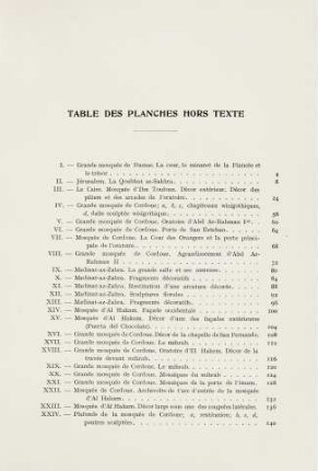 501-504 Table des planches hors texte