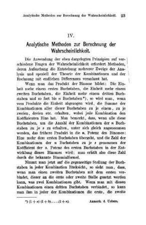 Analytische Methoden zur Berechnung der Wahrscheinlichkeit.