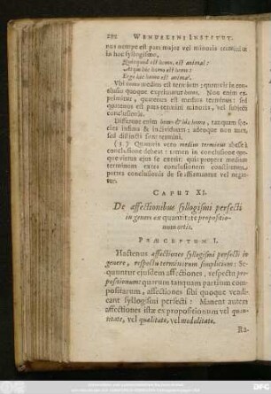 Caput XI. De affectionibus syllogismi perfecti in genere ex quantitate propositionum ortis.