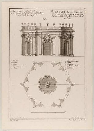 Fassade und Grundriss eines Sommerhauses