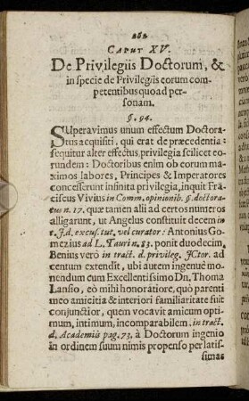 Caput XV. De Privilegiis Doctorum, & in specie de Privilegiis eorum competentibus quoad personam.