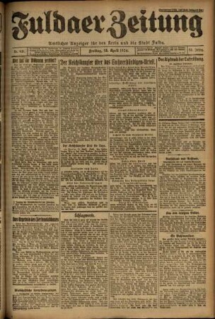 Erste Ausgabe vom Freitag, den 18. April 1924.