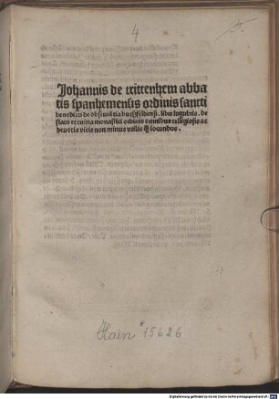 De statu et ruina monastici ordinis : mit Widmungsbrief des Autors an Blasius Scheltrub, Abt von Hirsau, 21.4.1493