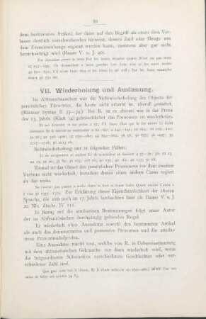 VII. Wiederholung und Auslassung.