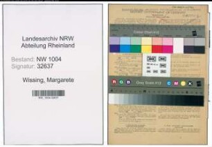 Entnazifizierung Margarete Wissing , geb. 04.12.1910 (Kontoristin)