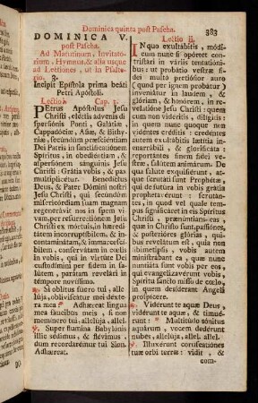 383-394, Dominica quinta post Pascha; Feria secunda Rogationum; Feria quarta Rogationum
