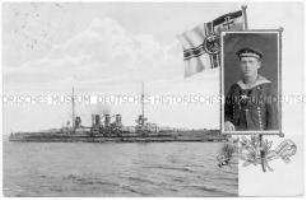 SMS "Friedrich der Grosse" mit eingeklebtem Matrosenbild
