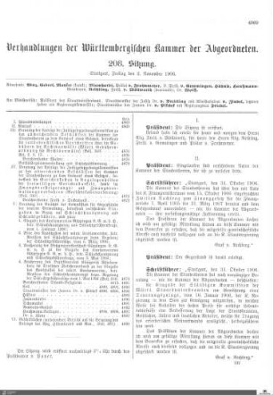 208. Sitzung, Stuttgart, 2.11.1906