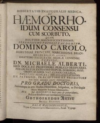 De Hæmorrhoidum Consensu cum Scorbuto,