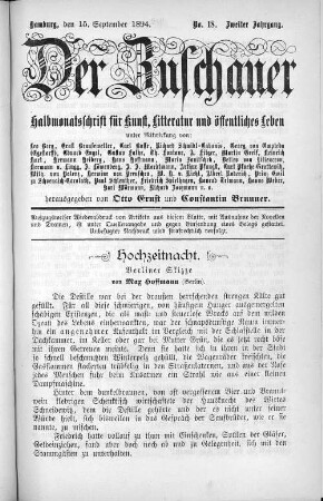 Hochzeitnacht. Berlin Stizze von Max Hoffmann (Berlin).