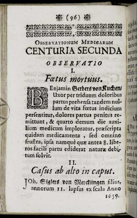 Observatio I. - XXV.