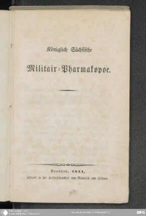 Königlich Sächsische Militair-Pharmakopoe