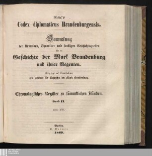: Chronologisches Register zu saemmtlichen Bänden, 1415 - 1751