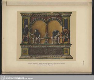 Tafel XIV. Zunftkachel der Hafner in Salzburg mit vollrund gearbeiteten Figuren und 1561 bezeichnet