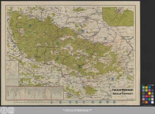 Harzklub-Wanderkarte früher Routenkarte der Wanderwege I.O., Fahrstraßen, Eisenbahn- und Kraftwagenlinien mit ihren Fahrplänen im Harz