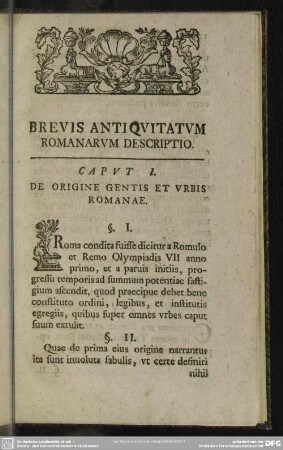 Caput I. De Origine Gentis Et Urbis Romanae