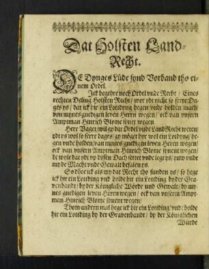 Dat Holsten Land-Recht.