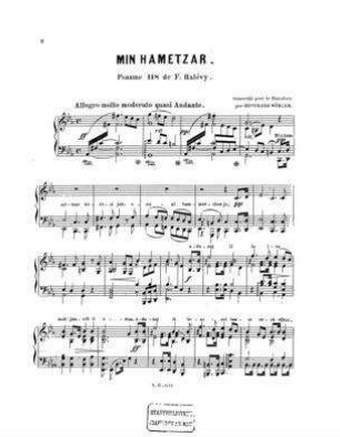 Min hametzar : psaume 118 de F. Halévy / transcr. pour le pianoforte par Gotthard Wöhler
