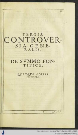 Tertia Controversia Generalis.